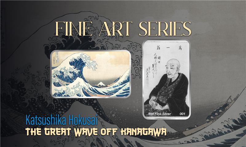 Chromatics The Great Wave Off Kanagawa Silver Bar 1 oz Silver - Fine Art Series - CoinsTV