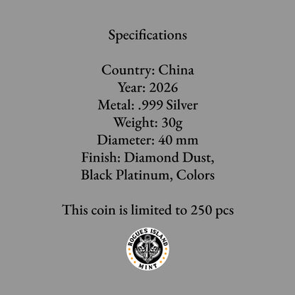 2026 China Panda Triple Black Diamond Edition 30g Silver Coin