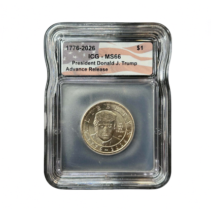 1776–2026 President Trump Commemorative Dollar Token - ICG MS66 Advance Release