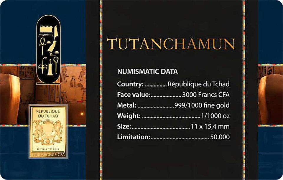 2024 Chad Tutanchamun 1/1000 oz .999 Gold Coin Card