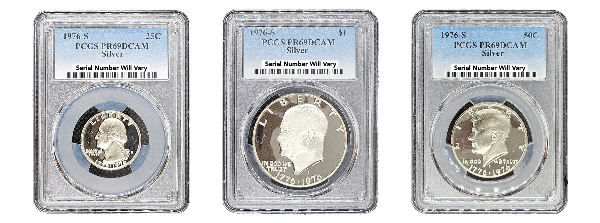 1976-S Bicentennial Silver 3 pcs Set - PCGS PR69 DCAM - CoinsTV