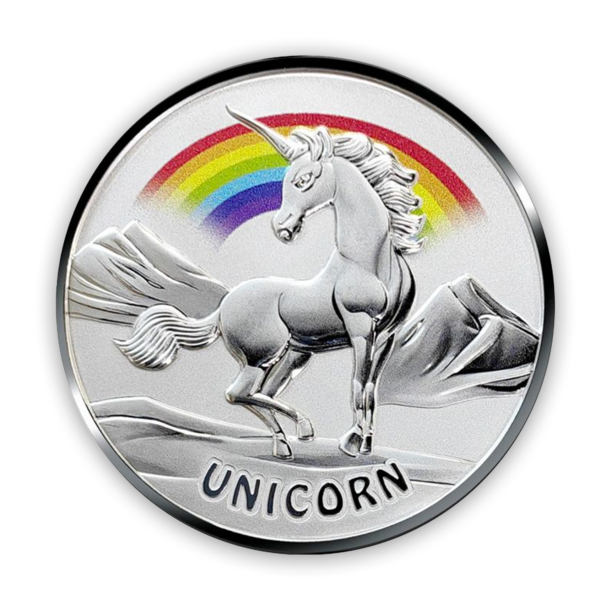 2023 Fiji Asian Mythical Creatures - Unicorn 1 oz 999 Silver Coloured Proof-like BU Coin - CoinsTV