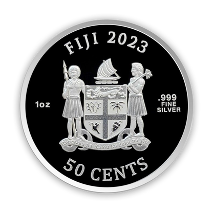 2023 Fiji Asian Mythical Creatures - Unicorn 1 oz 999 Silver Coloured Proof-like BU Coin - CoinsTV