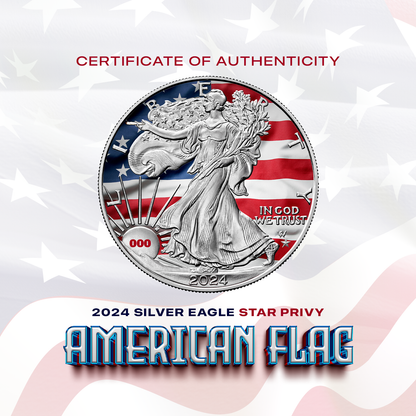 2024 American Flag Silver Eagle First Star Privy