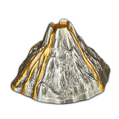 2023 5 oz Vanuatu Volcano Antiqued 3D Shaped Silver Coin