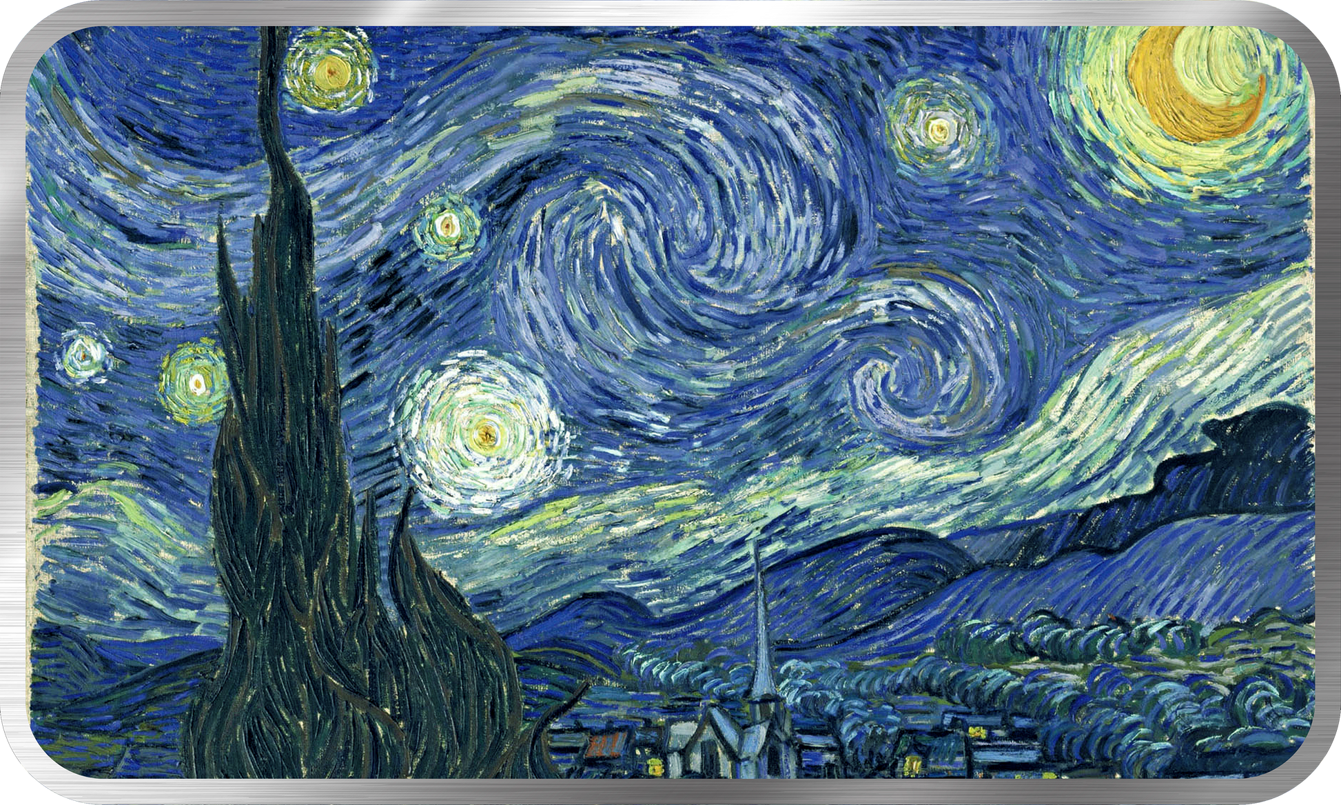 Chromatics Starry Night Silver Bar 1 oz Silver - Fine Art Series - CoinsTV