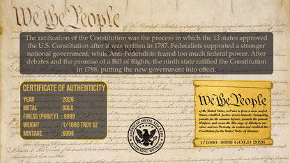 We The People Shaped 1/1000 oz Gold Medal in Card