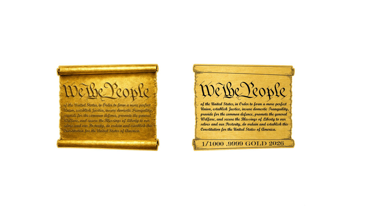 We The People Shaped 1/1000 oz Gold Medal in Card