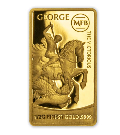 2022 Solomon Isl. St George Most Famous Bullion 1/2 Gram .9999 Gold Prooflike Bar - CoinsTV