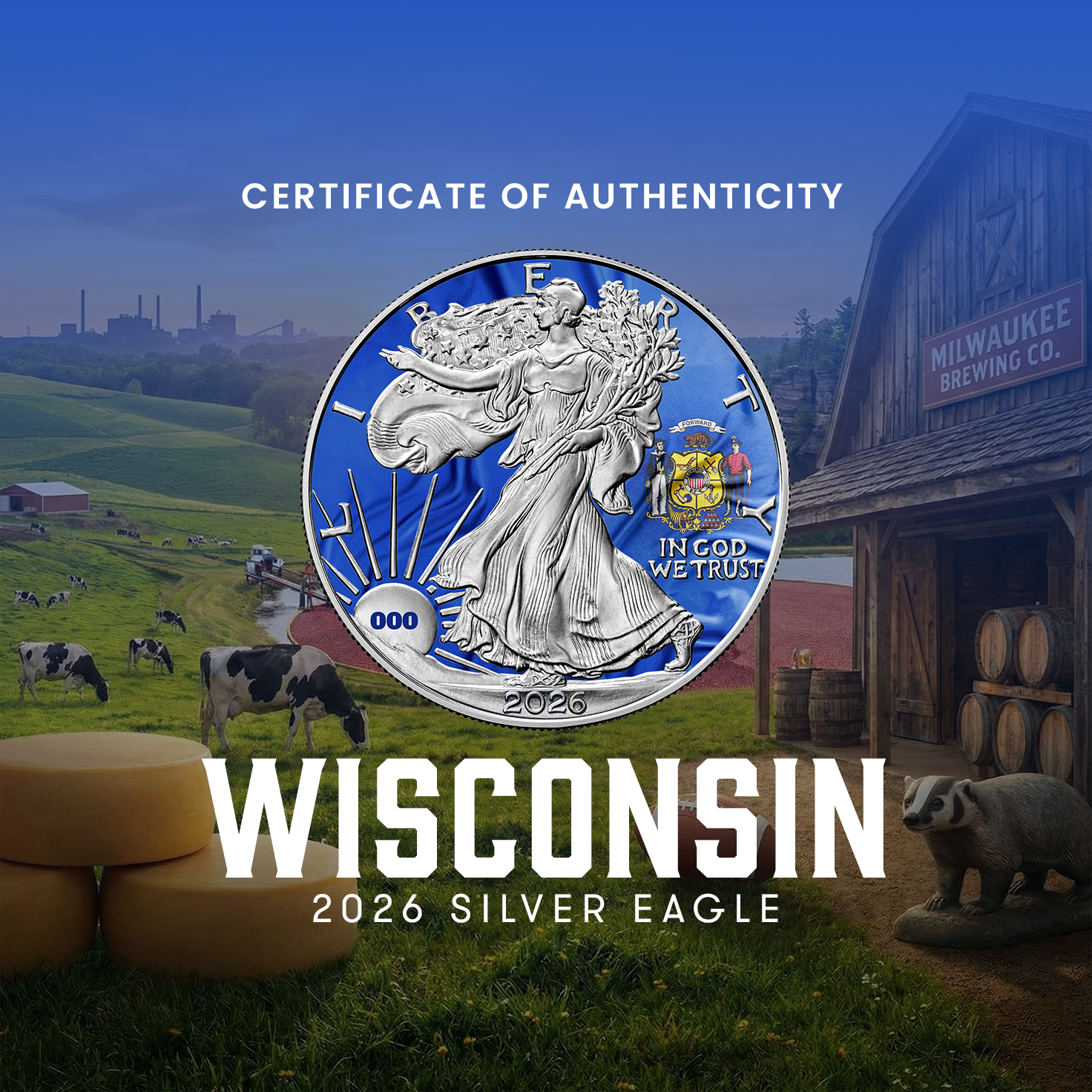 2026 State Flags Silver Eagle - Wisconsin Limited Edition - CoinsTV