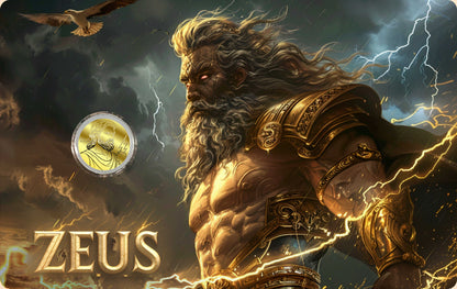 2025 Niue Greek Mythology Zeus 1/1000 oz Gold Coin in Card