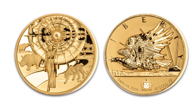 2024 Samoa $50 1/2 oz Gold Light of Liberty Natanya Van Niekerk Ultra High Relief Enhanced Reverse Proof - CoinsTV