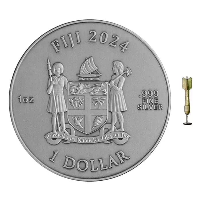 2024 Fiji Dart Coloured Antique 1 oz Silver - CoinsTV