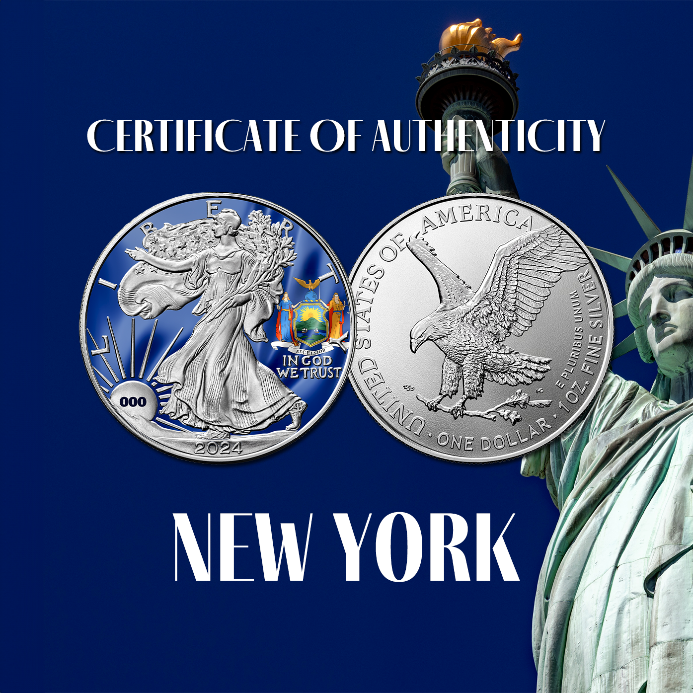 2024 State Flags Silver Eagle - New York Limited Edition - CoinsTV