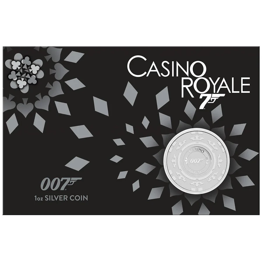 2023 Tuvalu James Bond Casino Royale Poker Chip BU 1 oz Silver Coin in Card - CoinsTV