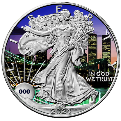 2024 Chromatics Never Forget Silver Eagle & Bar 9/11 Set