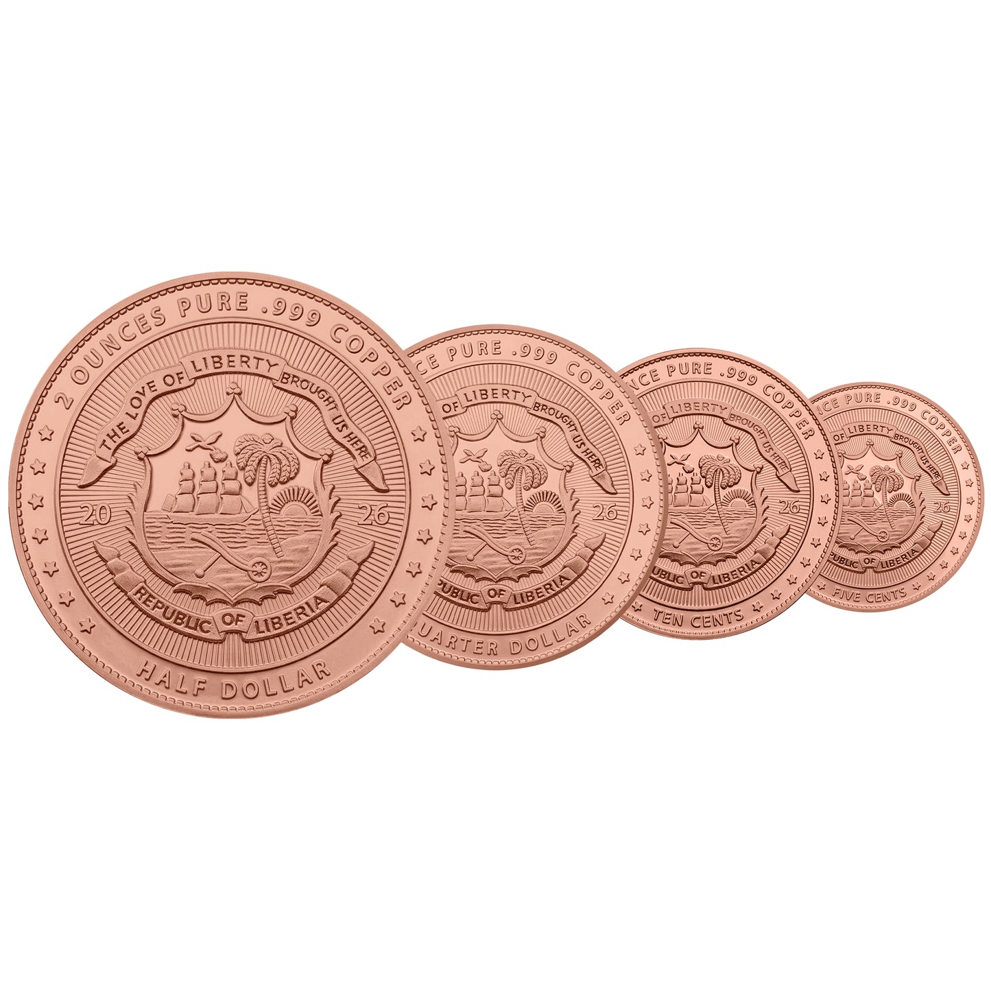 2026 Liberia Vintage Libertad 3.75 oz Fractional Copper Coin Set