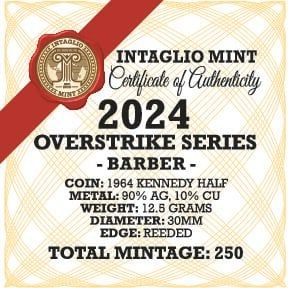 2024 Barber Half Dollar Kennedy Overstrike Series Silver Round - CoinsTV