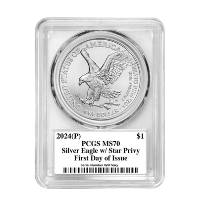 2024 (P) Silver Eagle Star Privy - Emily Damstra Signature Label - PCGS MS70 FDI - CoinsTV