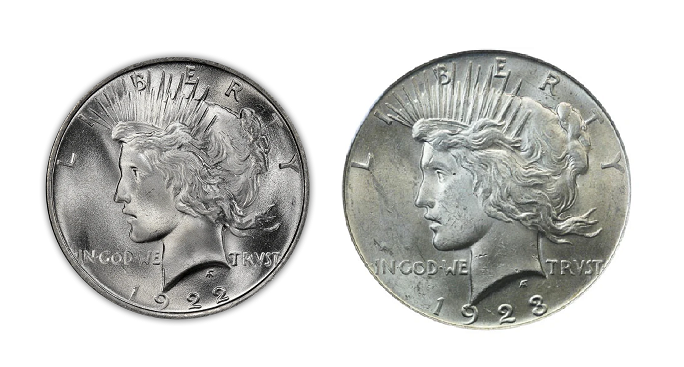 1922 & 1923 Peace Philadelphia BU Set - CoinsTV