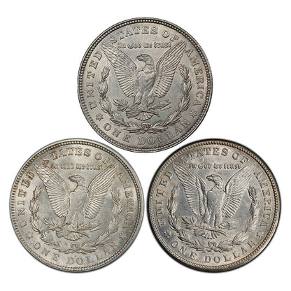 1921 Morgan Silver Dollar P,D,S 3pc Collection - AU+ - CoinsTV
