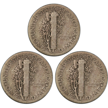 1926 PDS Mercury Dime - Roaring 20's 3pc Set - CoinsTV