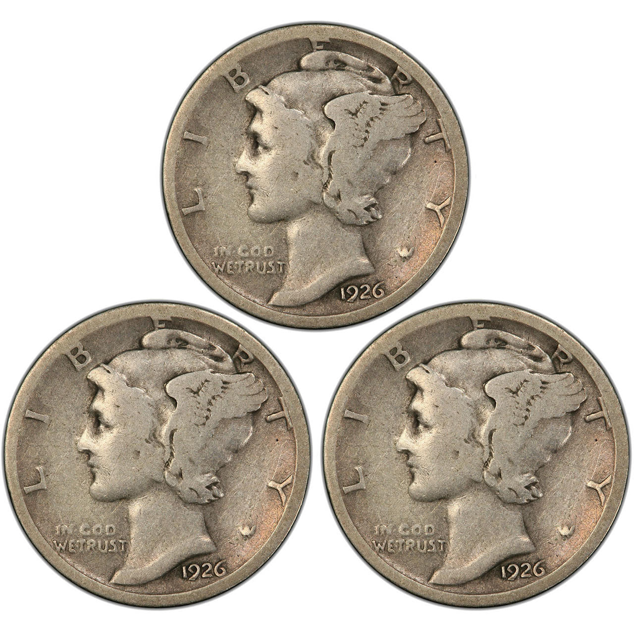 1926 PDS Mercury Dime - Roaring 20's 3pc Set - CoinsTV
