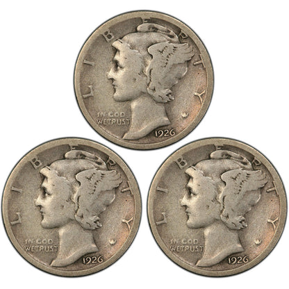 1926 PDS Mercury Dime - Roaring 20's 3pc Set - CoinsTV