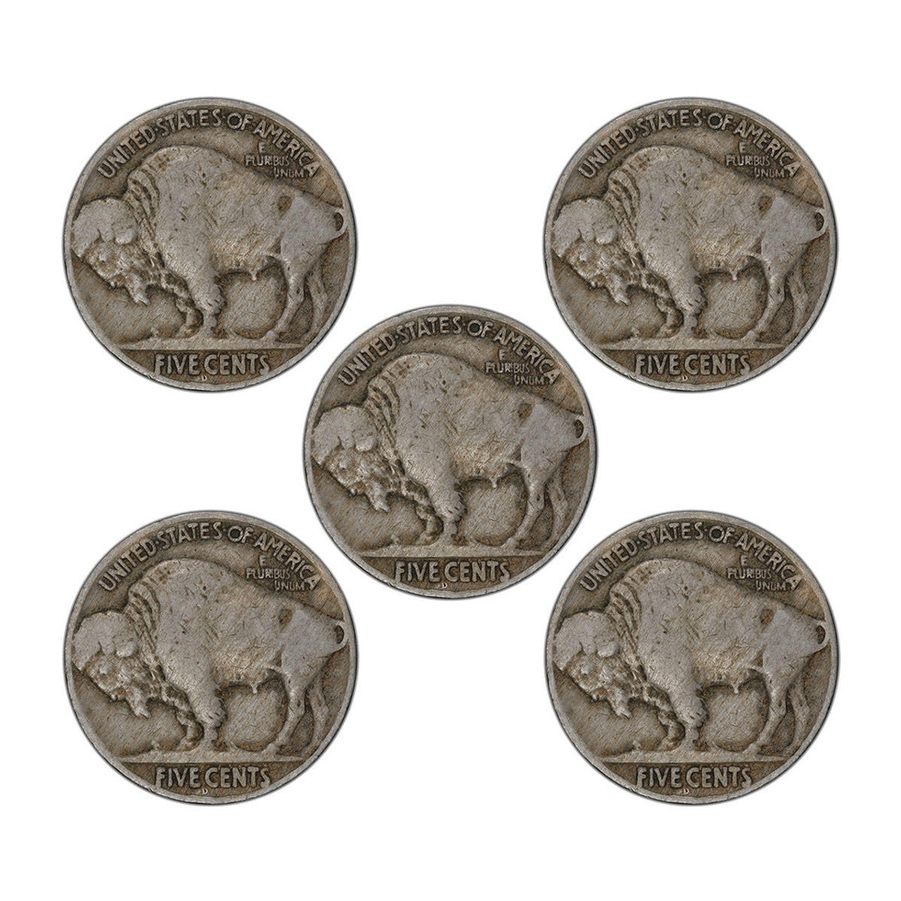 1934-1938 Buffalo Nickel Denver - Disappearing "D" Mint Set - CoinsTV