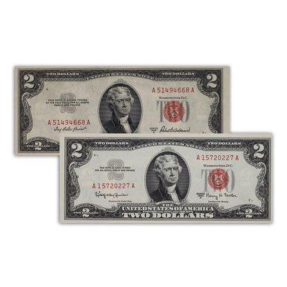 1953 and 1963 $2 Bill Collectors 2pc Set - AU to BU - CoinsTV