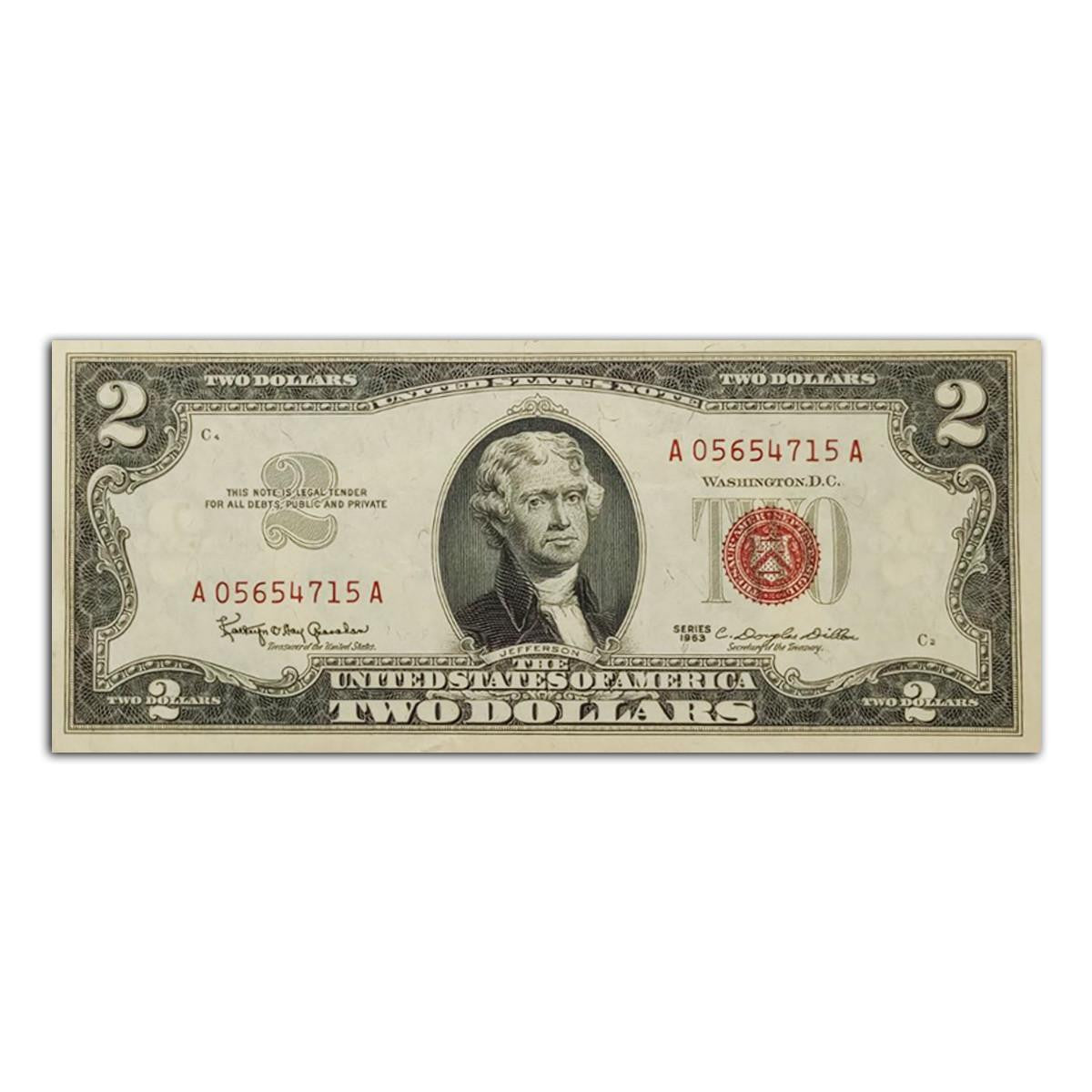 1963 $2 Red Seal Note AU/BU