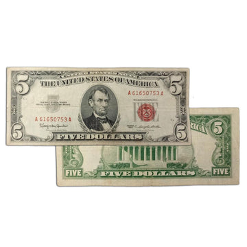 1963 $5 Red Seal Note - Last of It's Kind - G to VF
