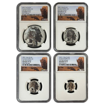 2023 Fractional Silver Buffalo 4 pc Set - NGC reverse PF70 FDI - CoinsTV