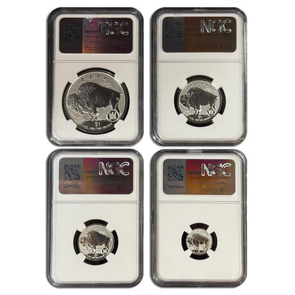 2023 Fractional Silver Buffalo 4 pc Set - NGC reverse PF70 FDI - CoinsTV