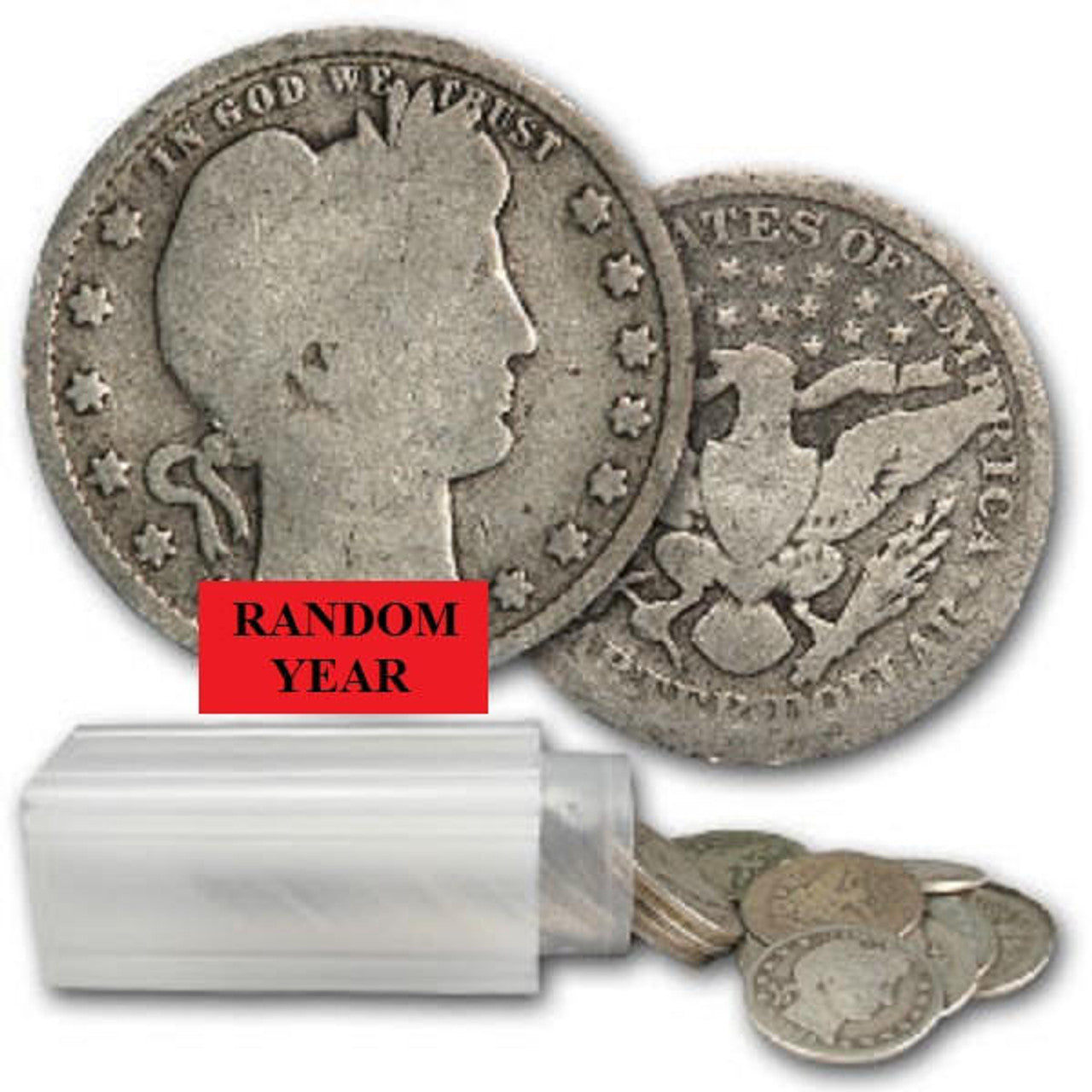 Barber Quarter 90% Silver Circulated - Roll of 40 - CoinsTV