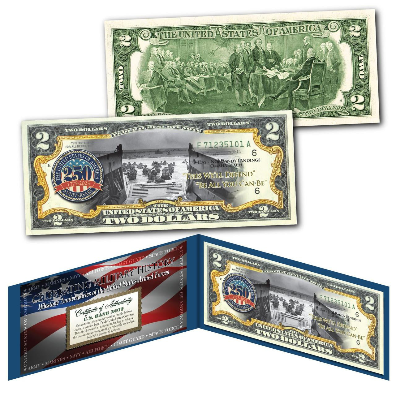 Army 250th Anniversary $2 Bill Folio - CoinsTV