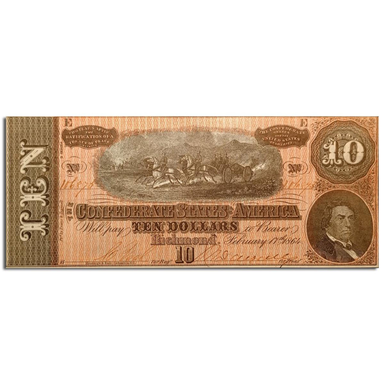 $10 Confederate States of America Note Uncirculated - Robert M. T. Hunter - CoinsTV