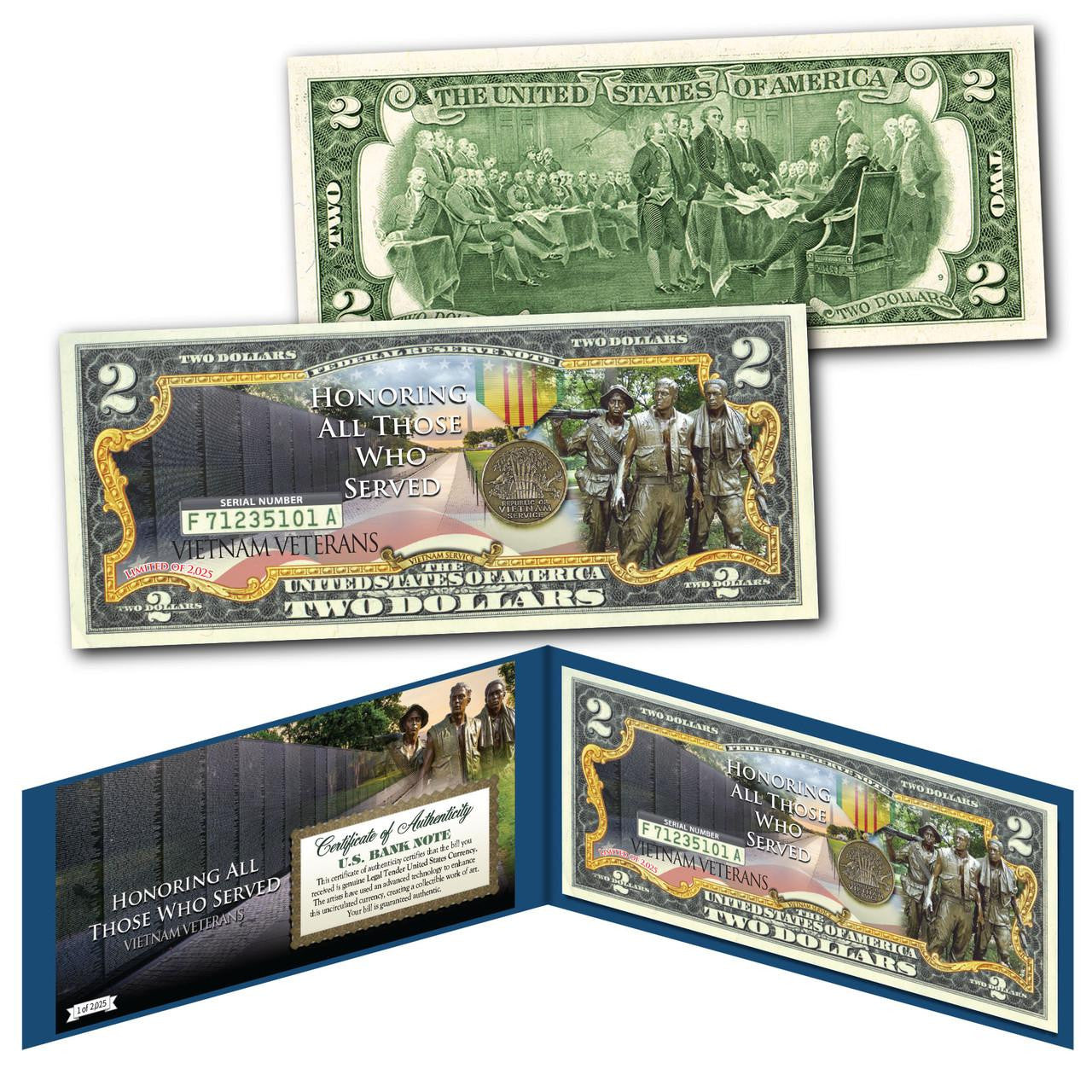 $2 Bill Vietnam Veterans Commemorative Design - Limited Edition 1 of 2025