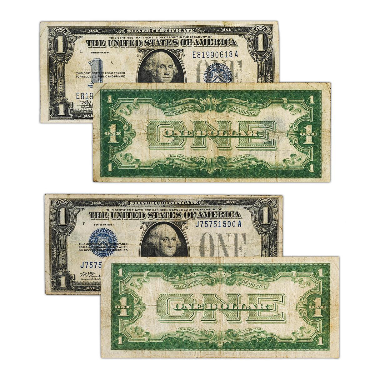 Funny Back Silver Certificate 2pc Set - 1928 & 1934