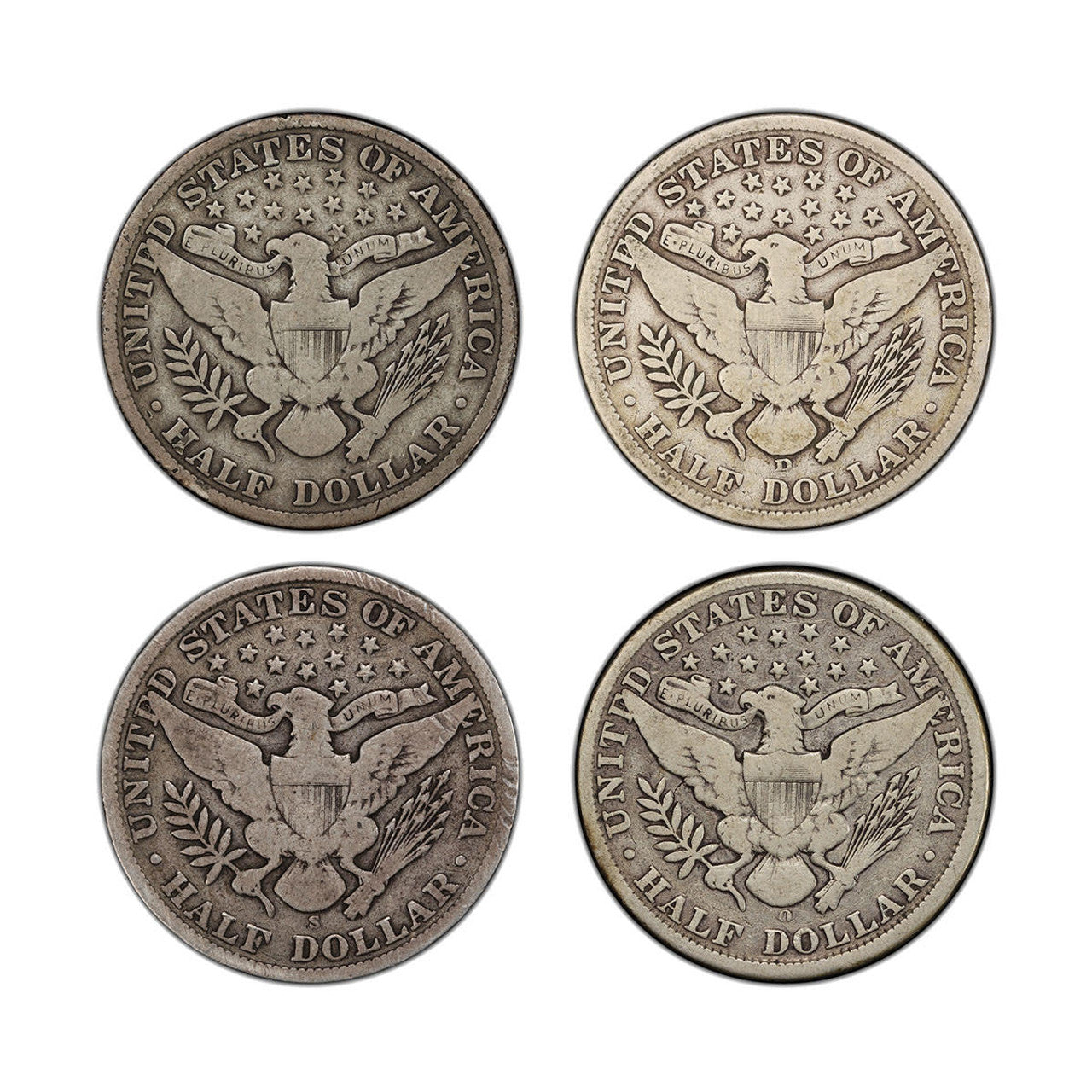 P,D,S,O Barber Half Dollar - Complete Mintmark Collection - CoinsTV