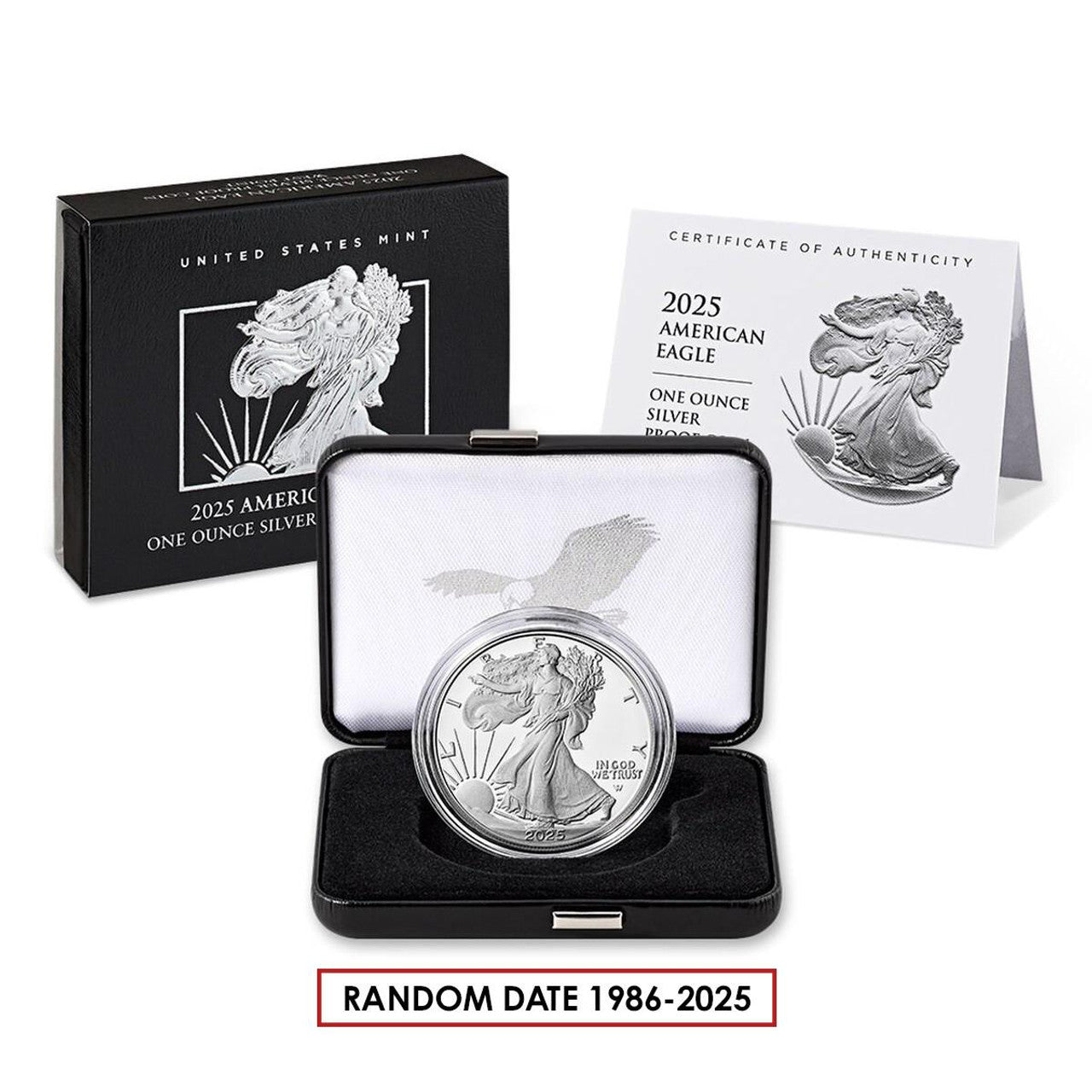 Silver Eagle Proof Original Government Packaging (OGP) - Random Date 1986-2025 - CoinsTV