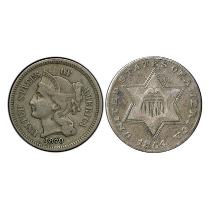 Three Cent Silver and Three Cent Nickel - 2pc Collection