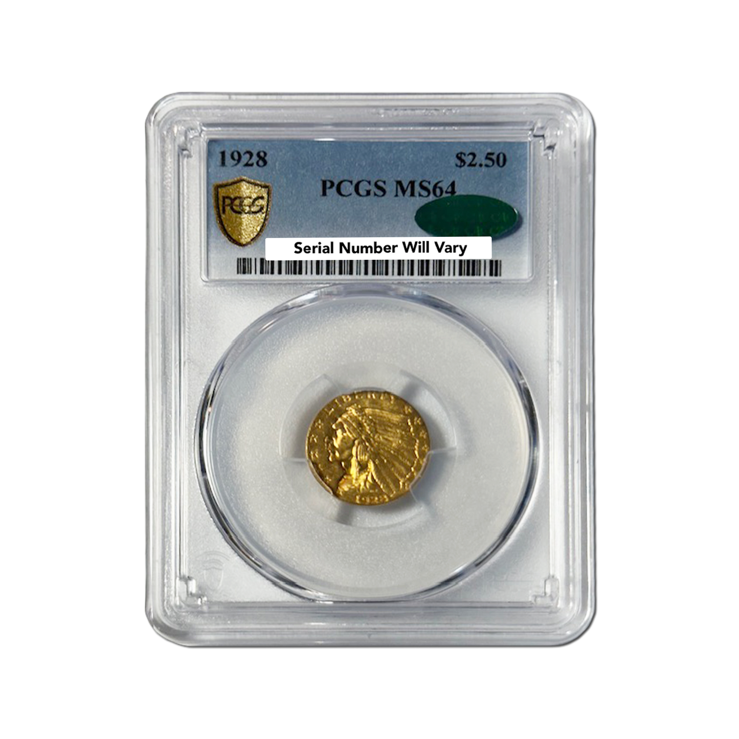 1928-P Indian $2.5 Gold Quarter Eagle - PCGS MS64 CAC - CoinsTV