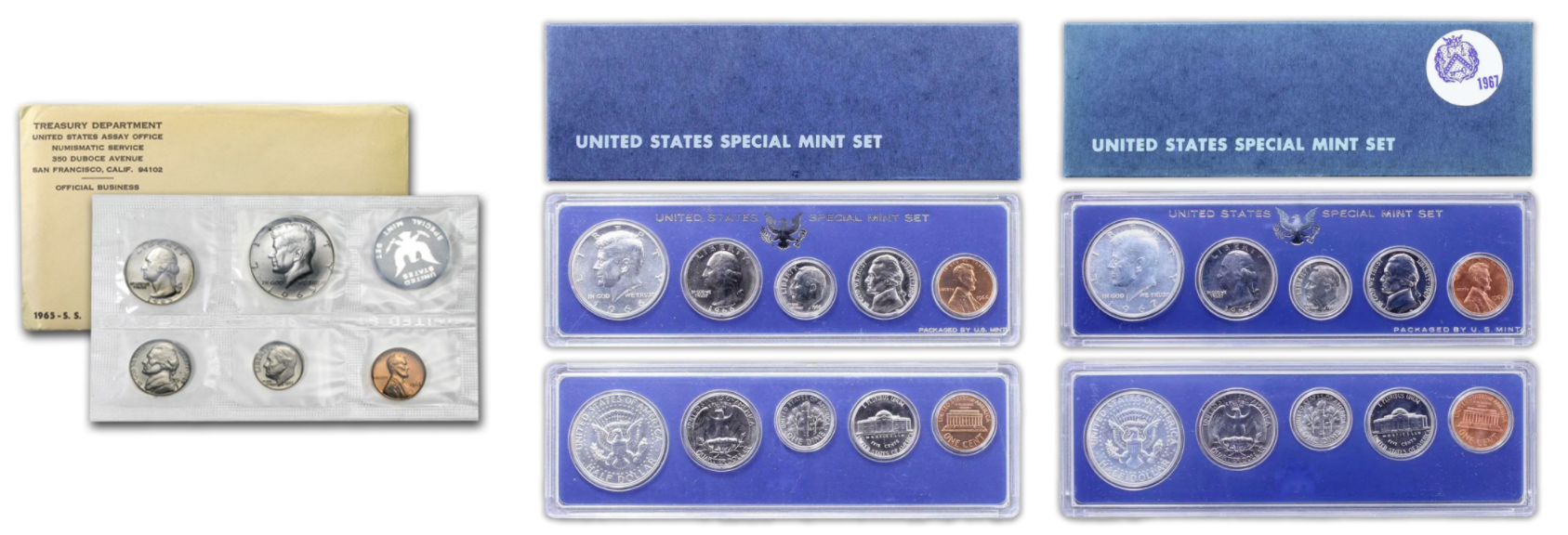 1965-67 US Special Mint Set -  15 Coins - 3 sets - CoinsTV