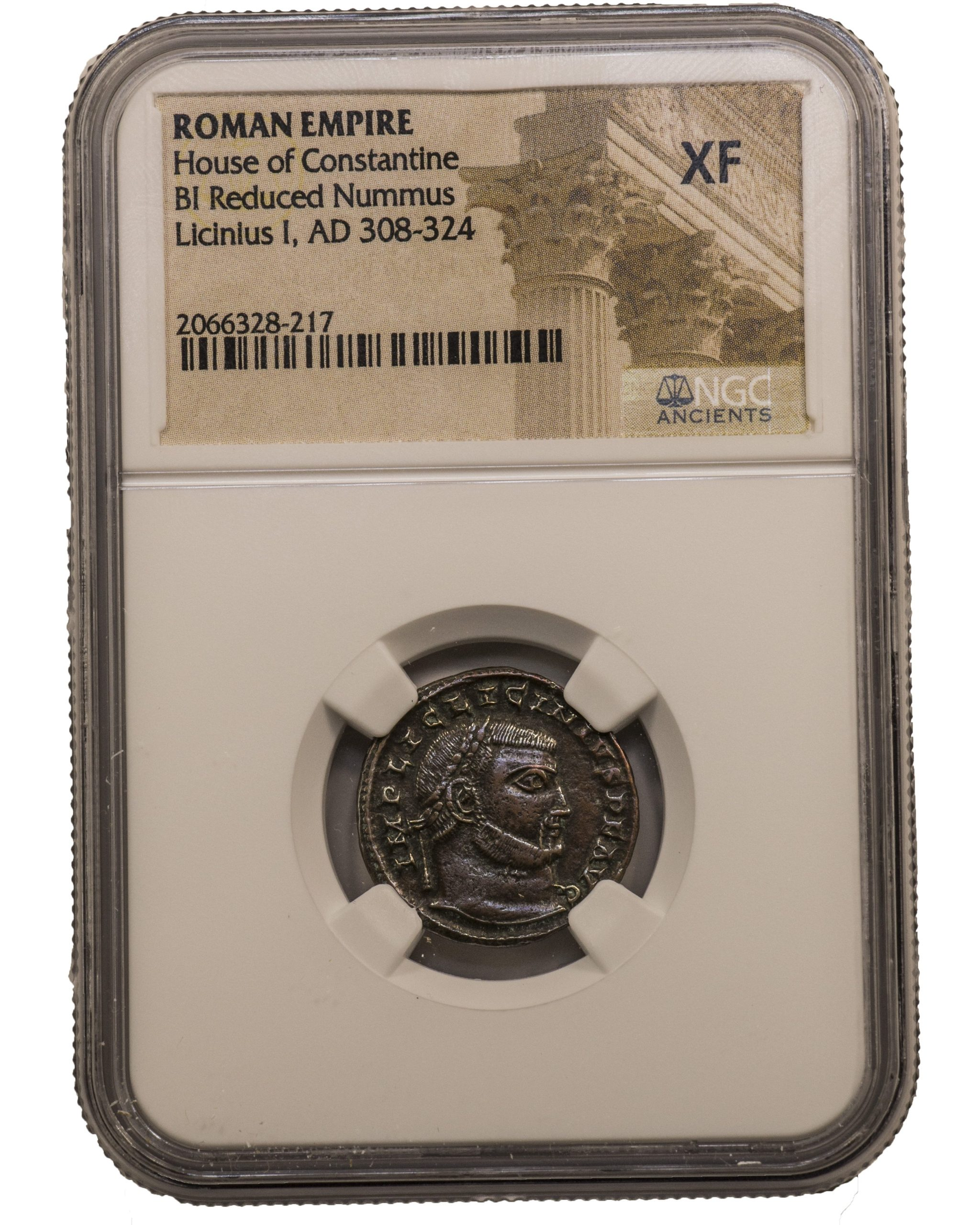 Roman AE of Licinius 1st (AD 308-324) House of Constantine BI Reduced Nummus NGC (XF) - CoinsTV