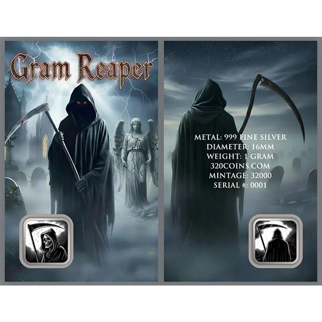 Gram Reaper Colorized 1g Silver Bar in Card