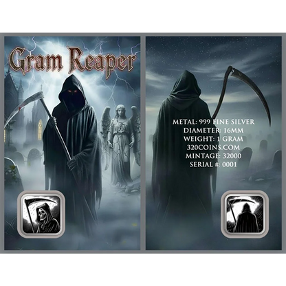 Gram Reaper Colorized 1g Silver Bar in Card