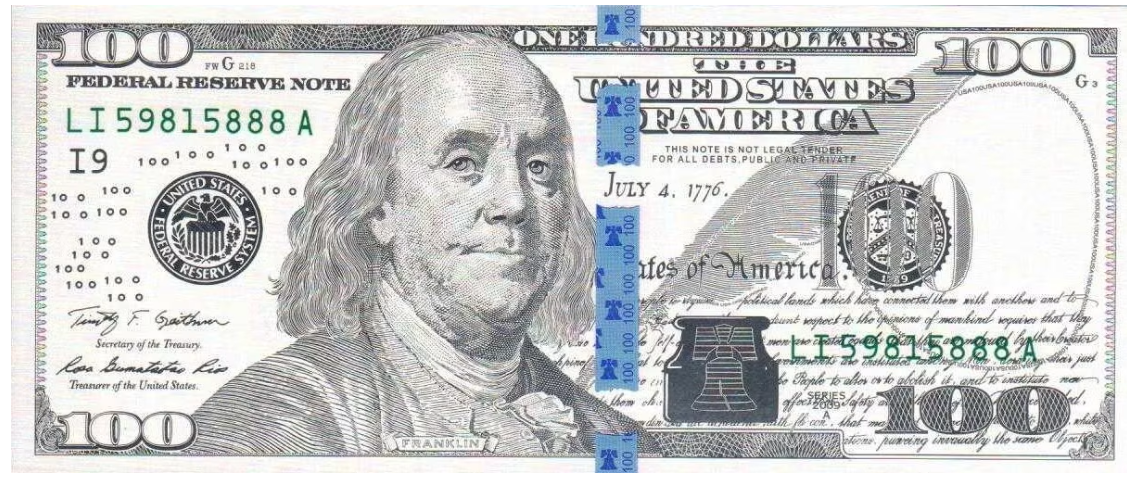 U.S. $100 Bill Replica 5g Silver Foil Note - CoinsTV