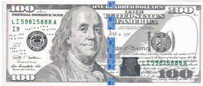 U.S. $100 Bill Replica 5g Silver Foil Note - CoinsTV