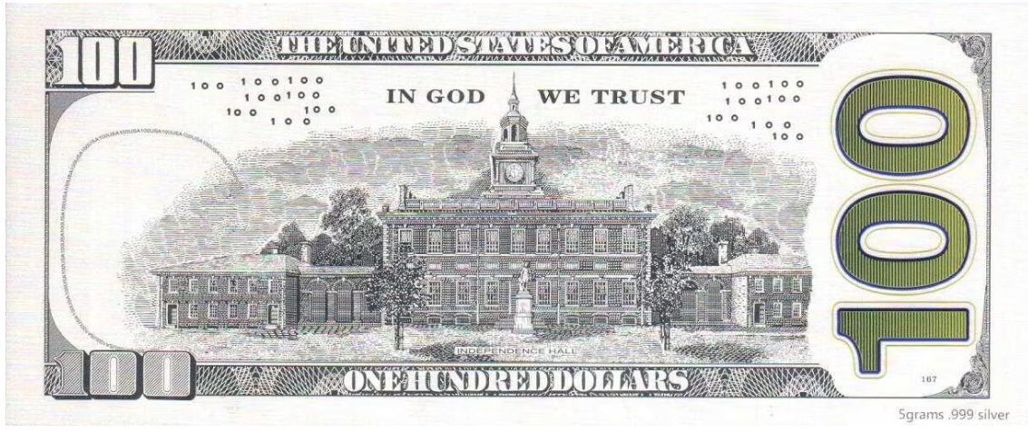 U.S. $100 Bill Replica 5g Silver Foil Note - CoinsTV